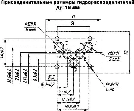Посадочные и крепёжные размеры гидрораспределителя 1РММ10